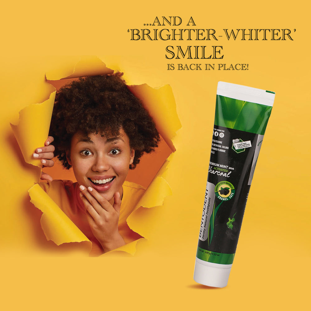Bentodent Charcoal Teeth Whitening Toothpaste - Natural & Fluoride Free - 100 gm - Indian Dental Organization