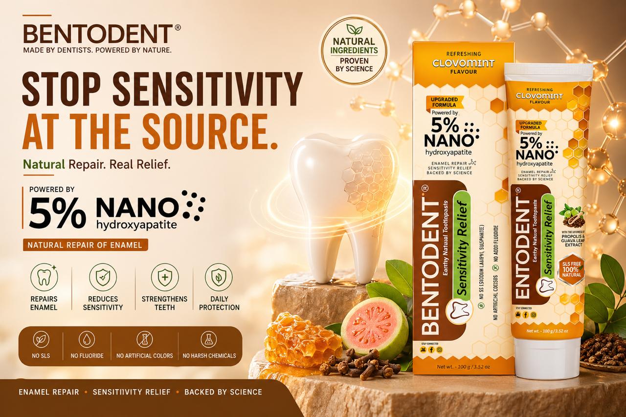 Bentodent Toothpaste -Natural Sensitivity Relief Toothpaste with Clove And Mint - 50 Gm