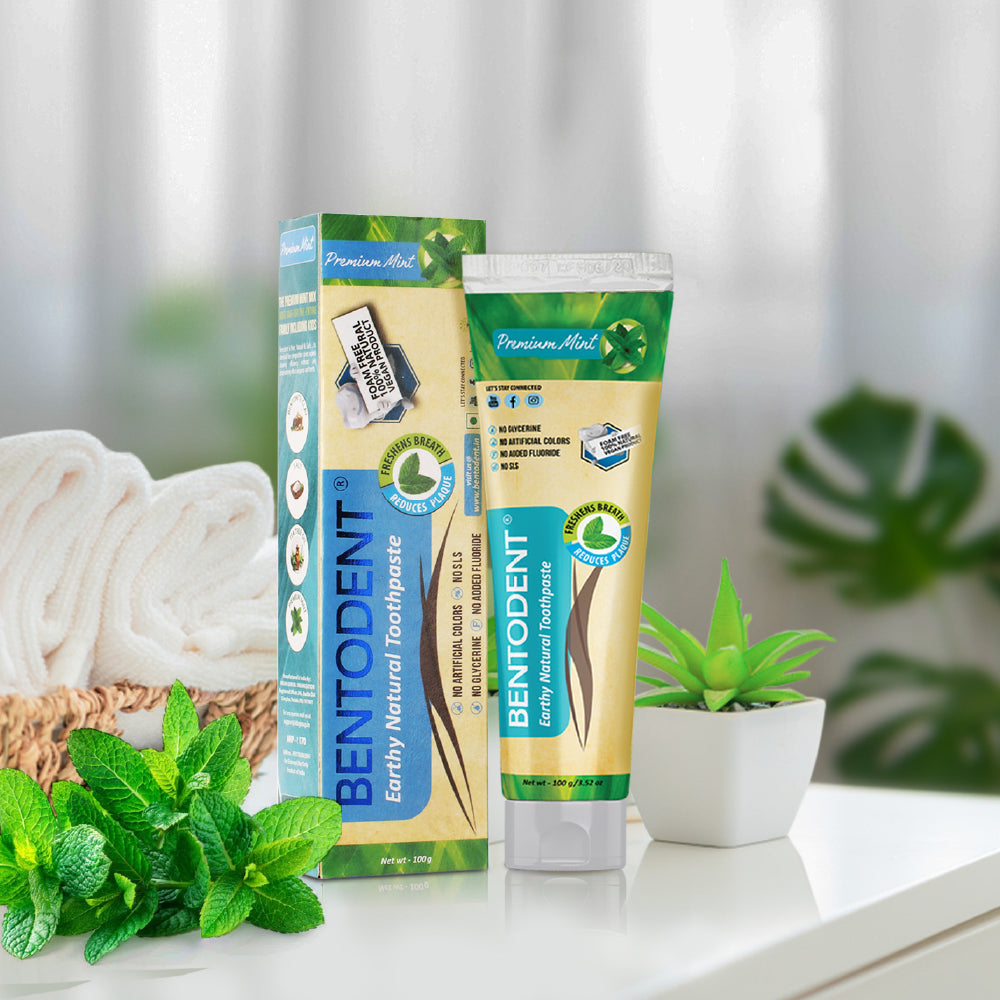 Bentodent Premium Mint Herbal Toothpaste - Natural & Fluoride Free - 100 gm - Indian Dental Organization