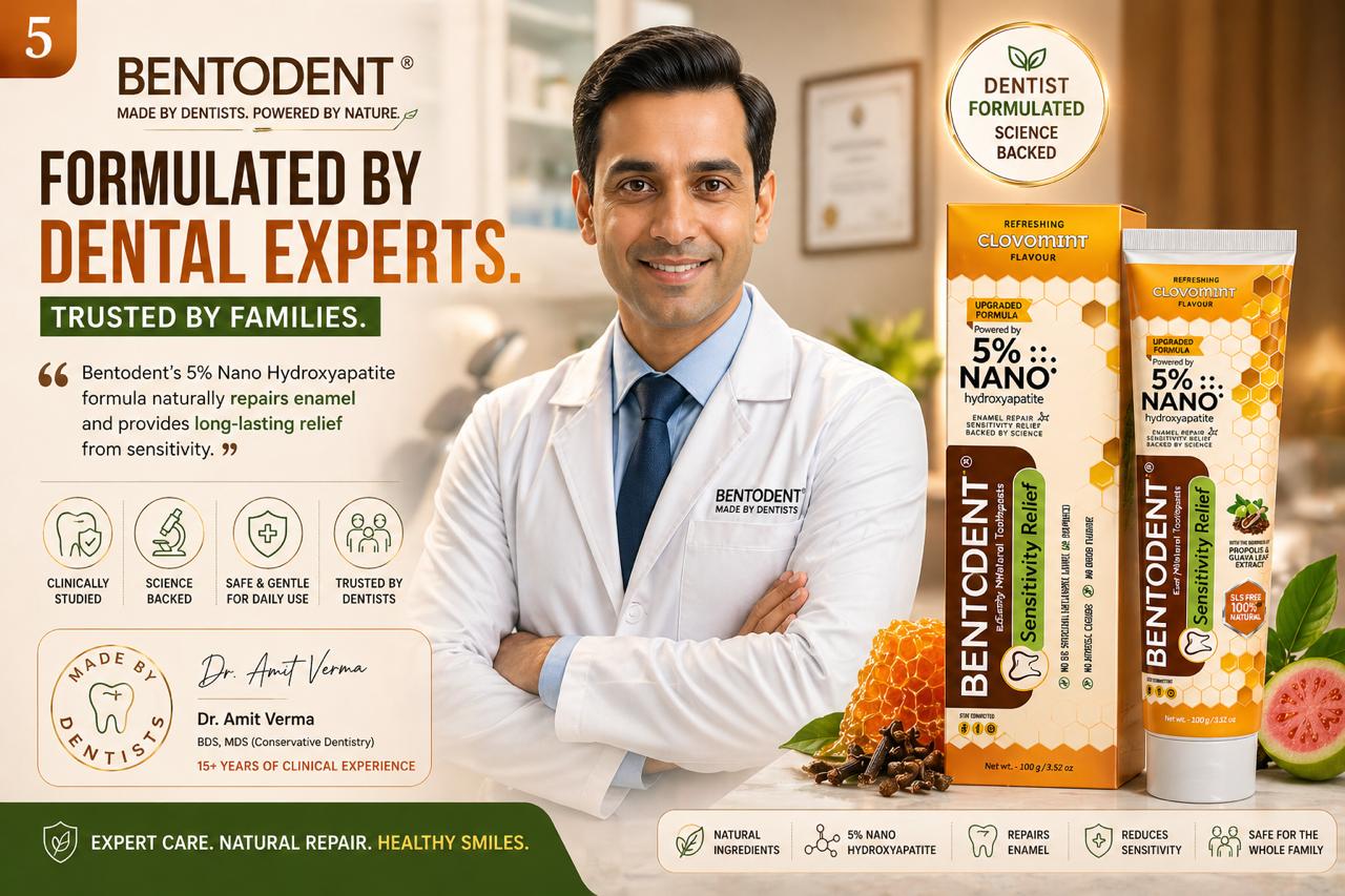 Bentodent Toothpaste -Natural Sensitivity Relief Toothpaste with Clove And Mint - 50 Gm