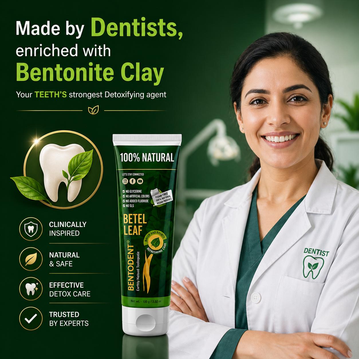 Bentodent Betel Leaf Toothpaste (Twin Pack) - 100 gm each
