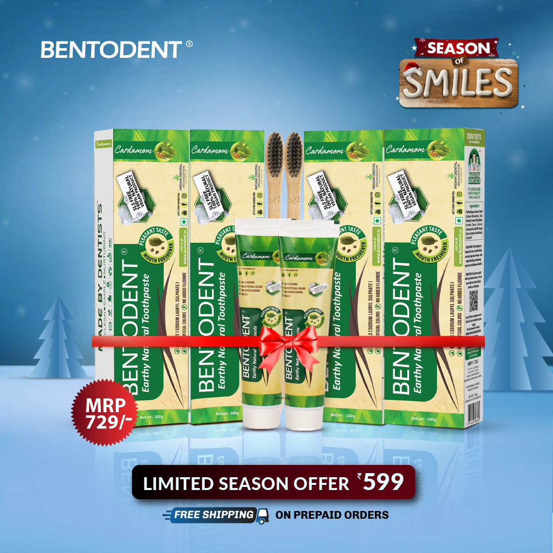 Bentodent Cardamom Toothpaste - Natural, No SLS & Fluoride Free - 100 gm