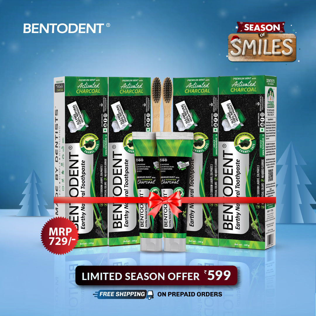 Bentodent Charcoal Teeth Whitening Toothpaste - Natural & Fluoride Free - 100 gm