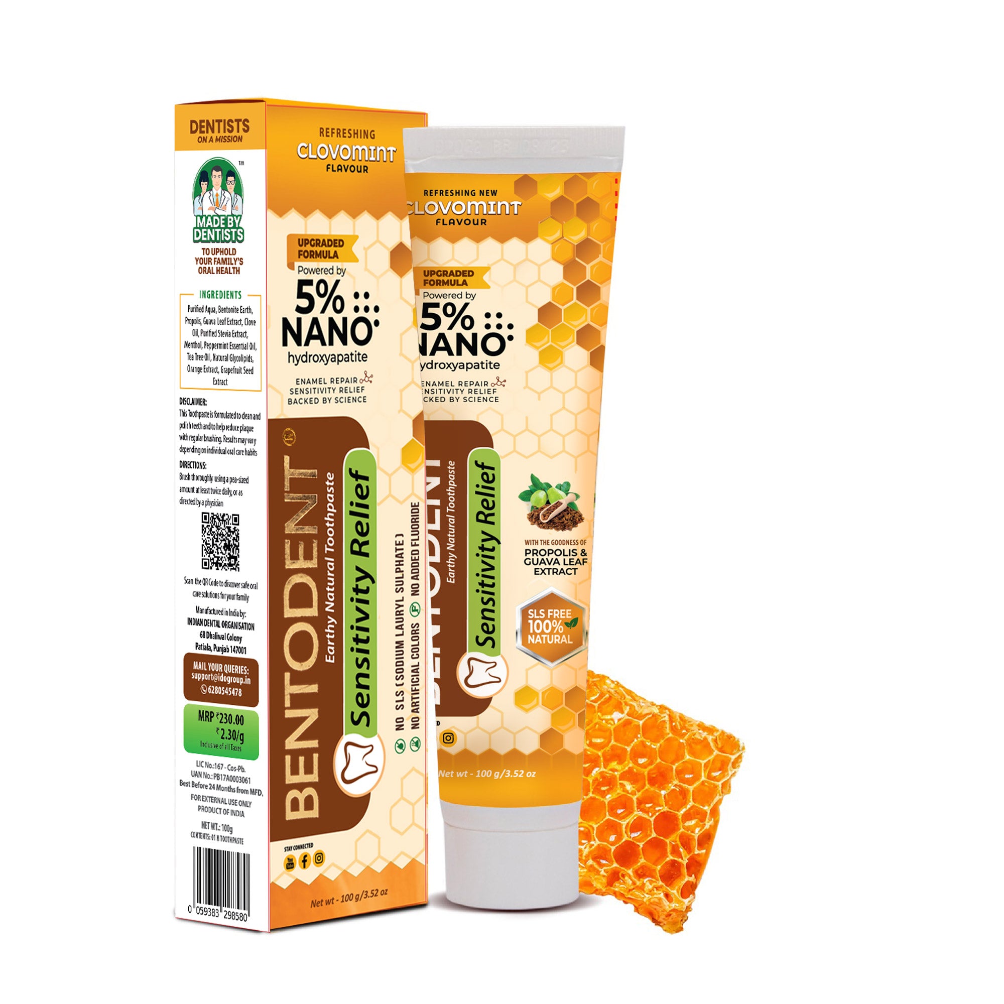 Bentodent Toothpaste - Natural Sensitivity Relief Toothpaste with Clove And Mint - 100 Gm