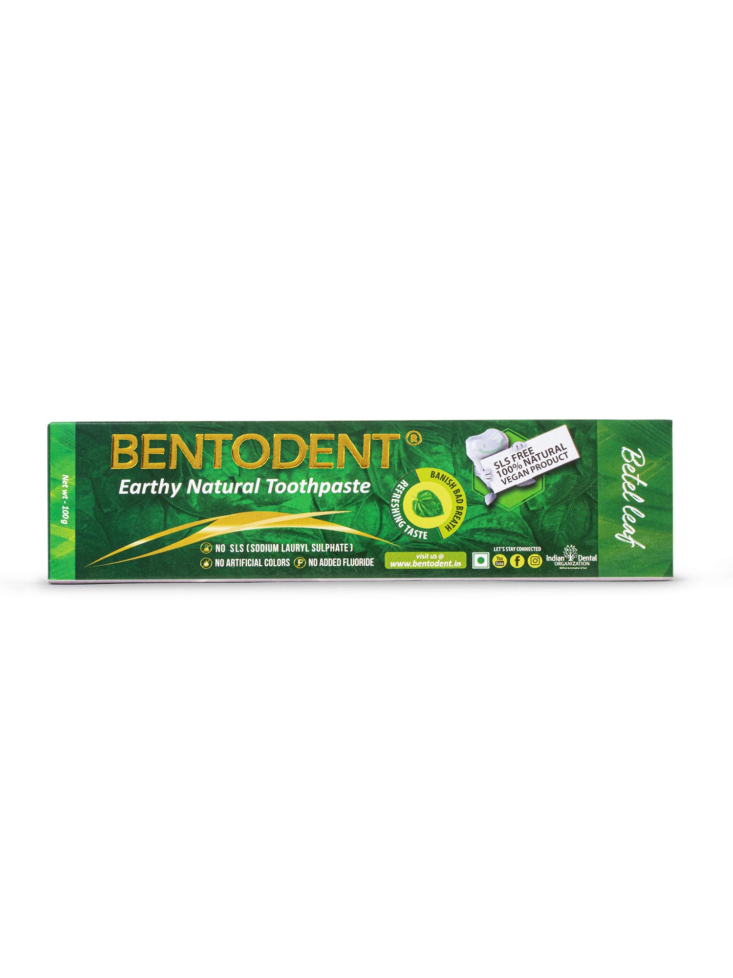 Bentodent Betel Leaf Organic Toothpaste - SLS Free - 100 gm - Indian Dental Organization