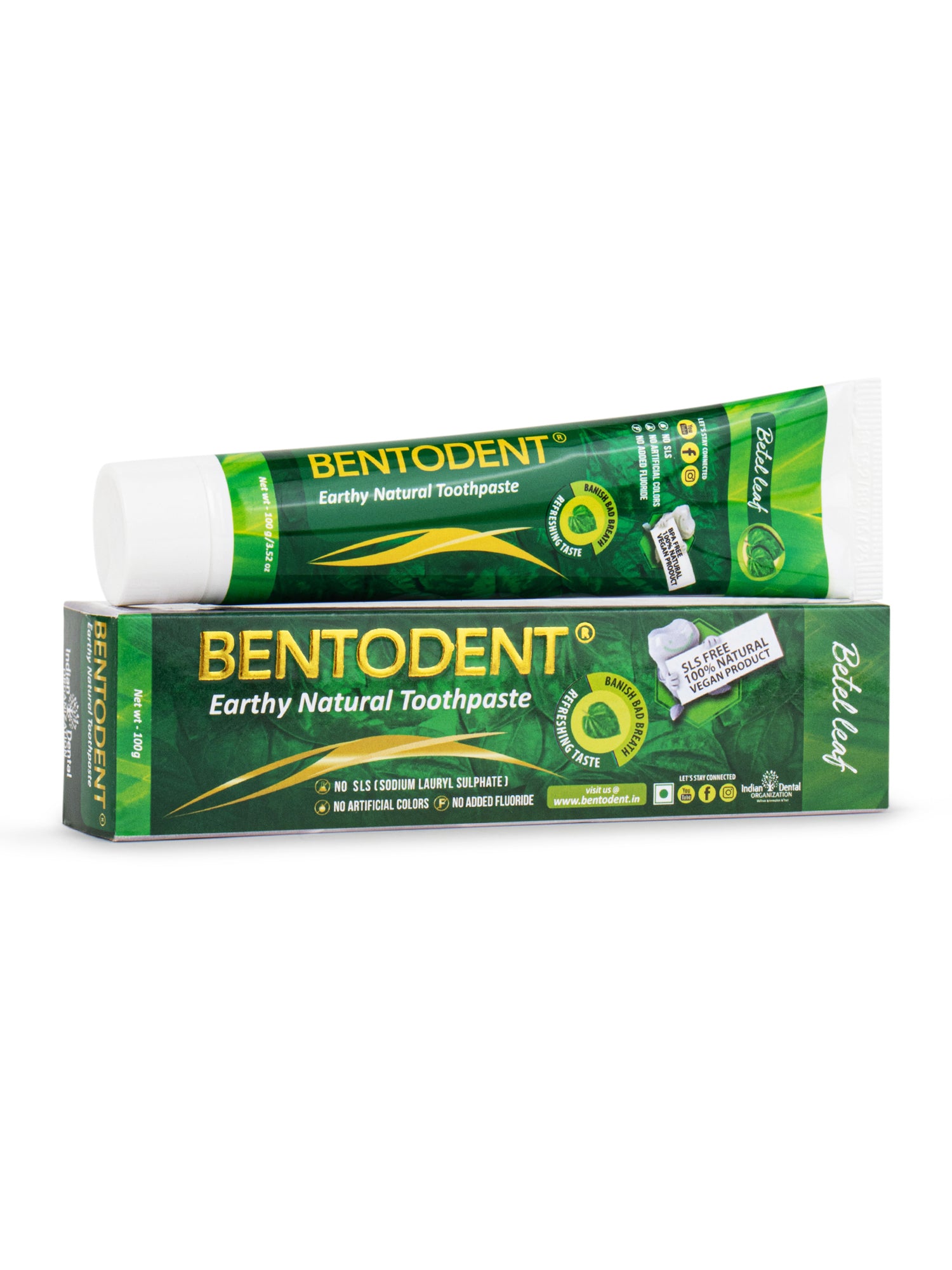 Bentodent Betel Leaf Organic Toothpaste - SLS Free - 100 gm - Indian Dental Organization