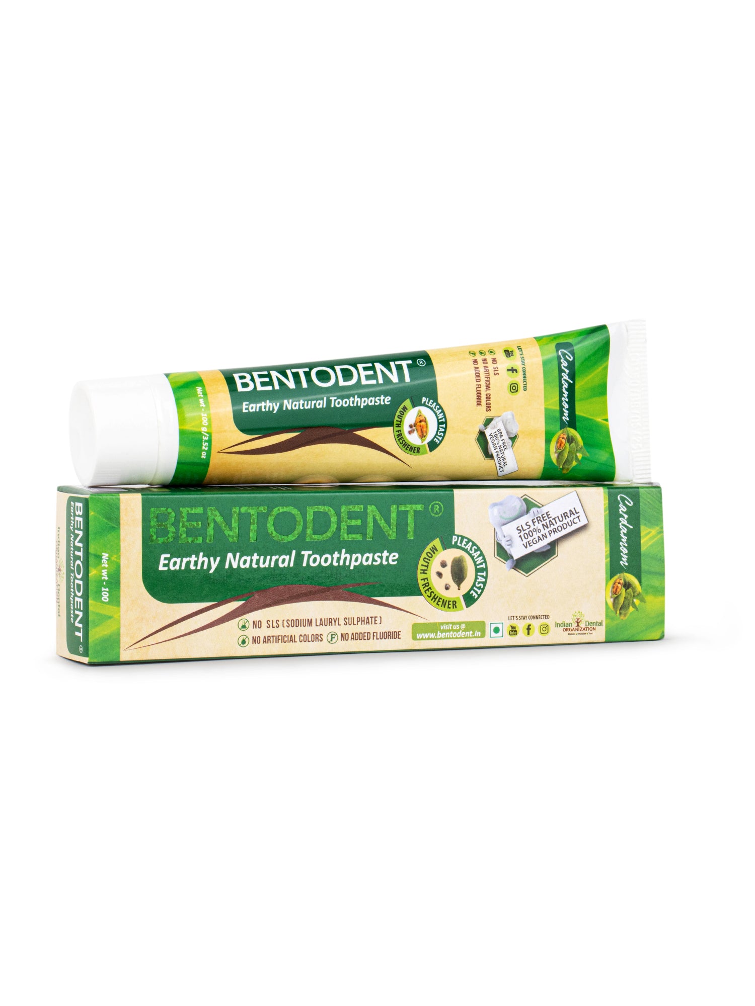 Bentodent Cardamom Toothpaste - Natural & Fluoride Free - 100 gm - Indian Dental Organization