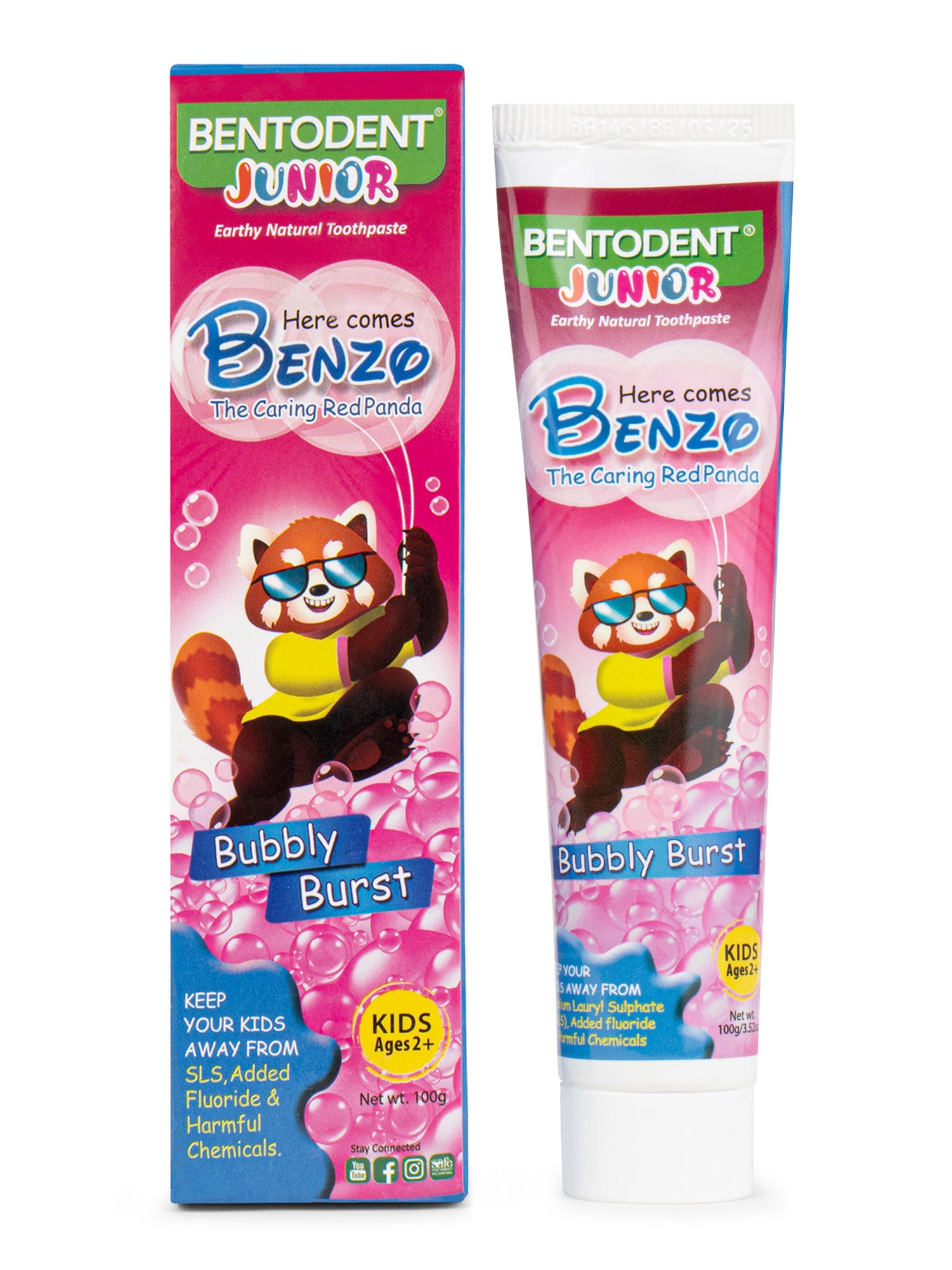 Bentodent 100% Natural Kids Bubbly Burst Toothpaste, Fluoride Free, Sls Free, Complete oral care protection for kids, Fresh Breath, Best toothpaste for kids 2+ years 100g - Indian Dental Organization
