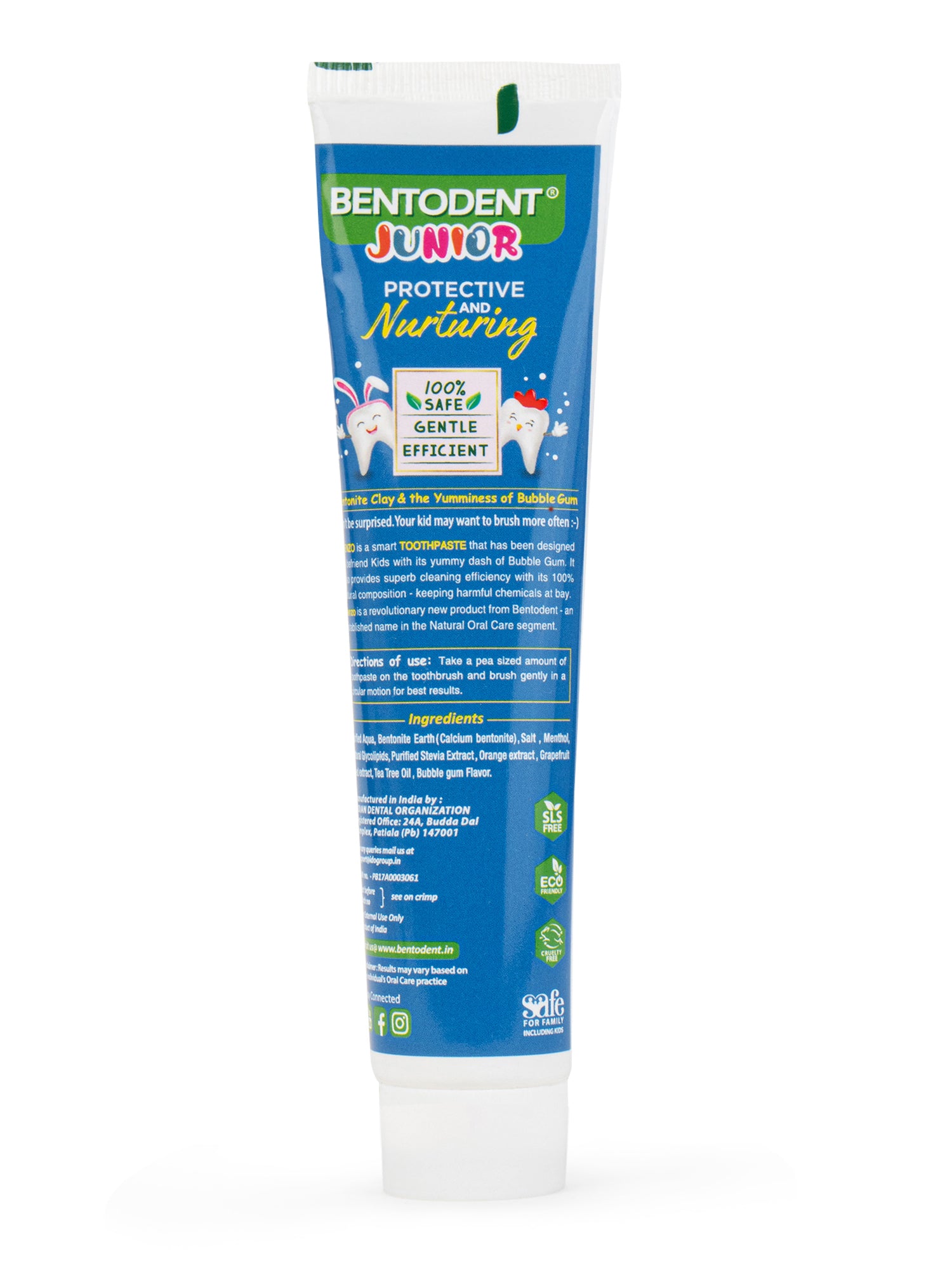 Bentodent 100% Natural Kids Bubbly Burst Toothpaste, Fluoride Free, Sls Free, Complete oral care protection for kids, Fresh Breath, Best toothpaste for kids 2+ years 100g - Indian Dental Organization