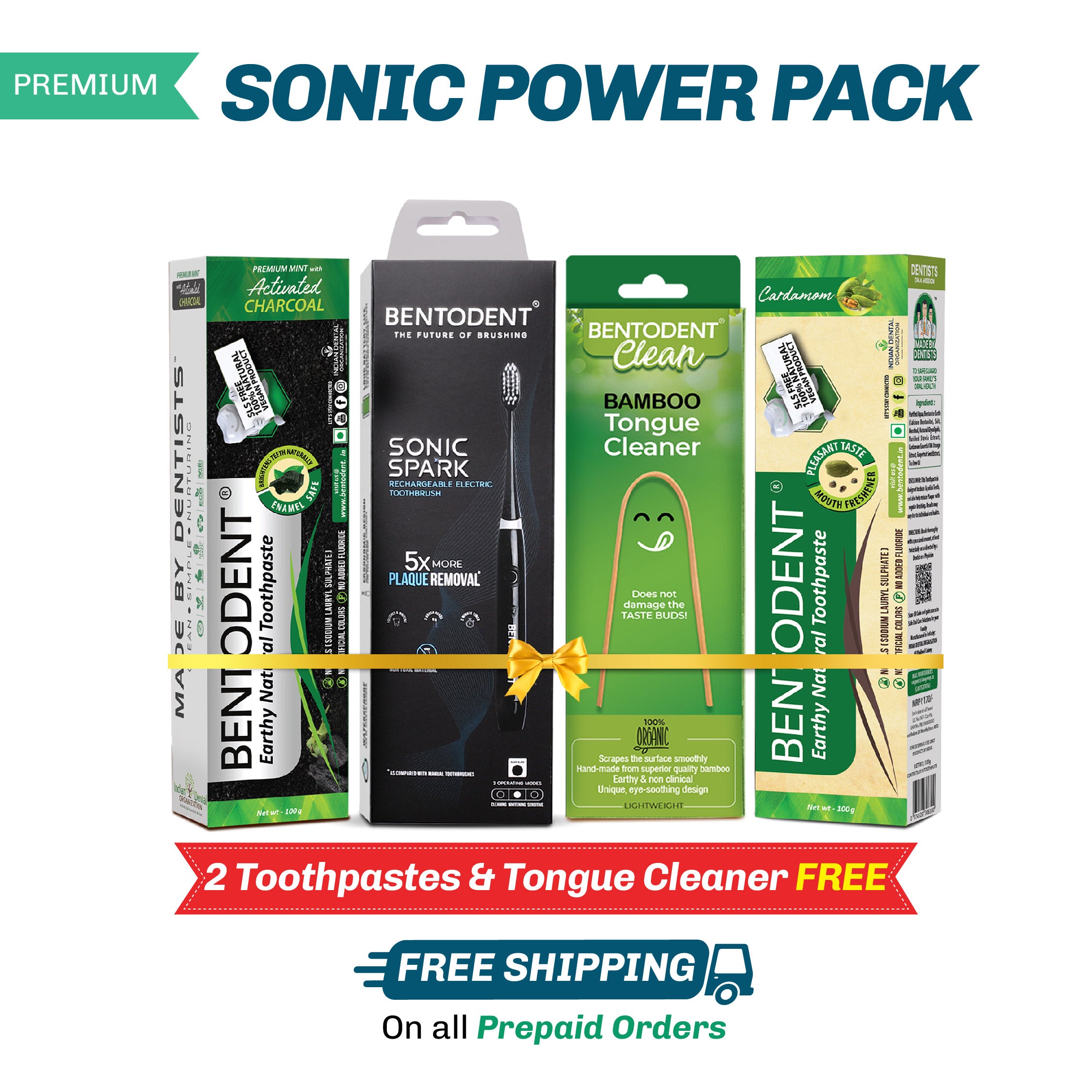 Advanced Rechargeable Electric toothbrush - Sonic Spark With Free Toothpaste Combo and Tongue cleaner