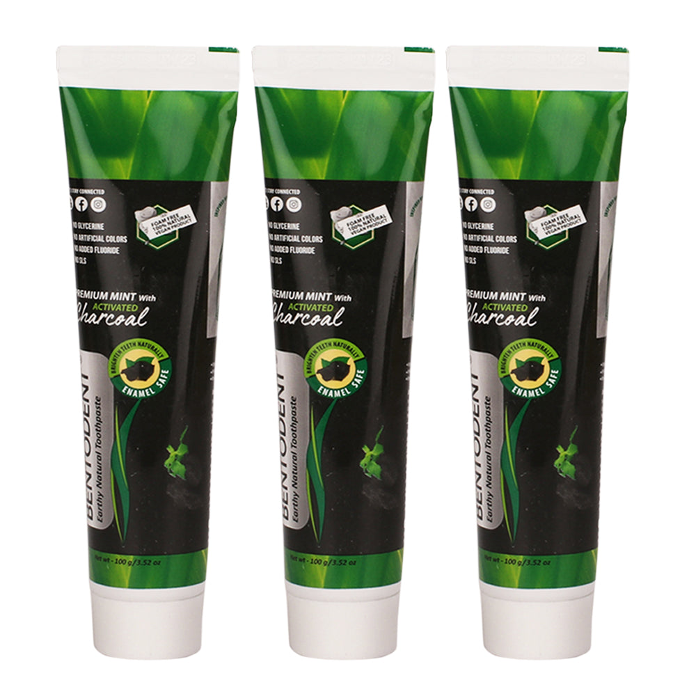 Bentodent Charcoal Teeth Whitening Toothpaste - Natural & Fluoride Free - 100 gm