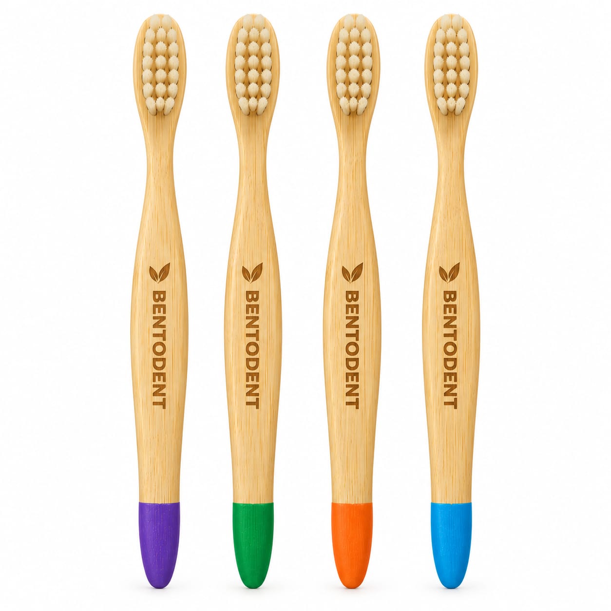Bentodent Kids Soft Fibre Bristle Toothbrush Set Pack of 4 Multicolor Flat Bamboo Brush
