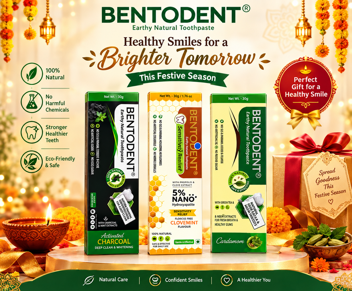 BENTODENT Natural Toothpaste Combo Pack of 3 (50g Each) | Charcoal, Sensitivity Relief & Cardamom | Travel & Trial Pack