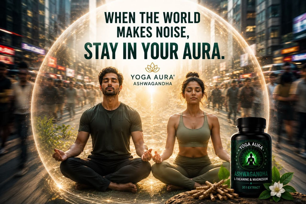 Yoga Aura Ashwagandha + L-Theanine + Magnesium Tri-Formula Capsules | Calm Focus & Relaxation Support