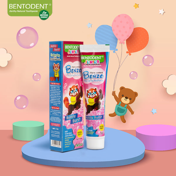 Bentodent Junior Bubbly Burst Toothpaste - Natural & Fluoride Free - 100 gm - Indian Dental Organization