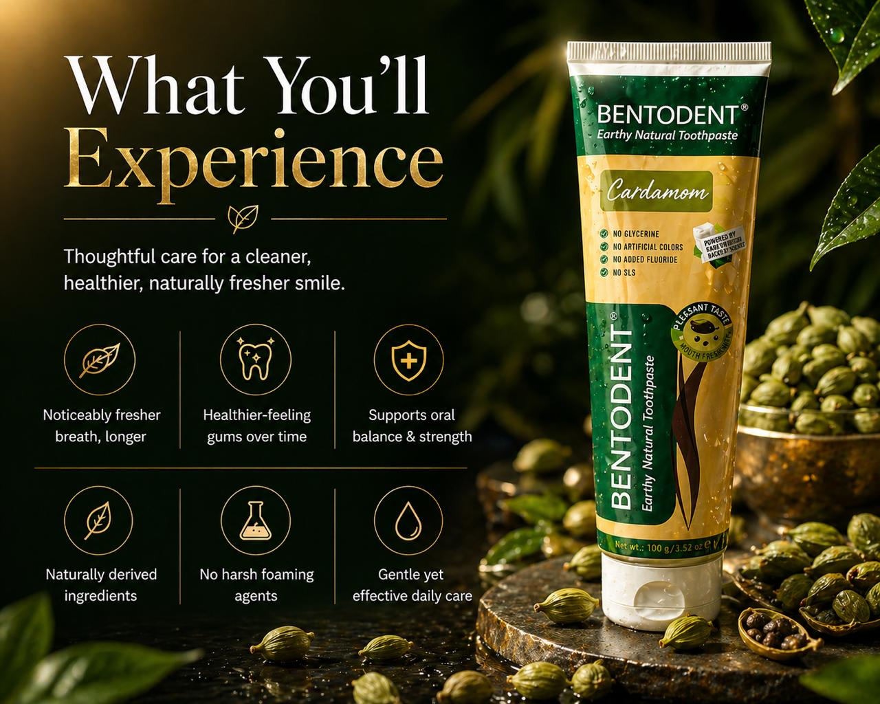 Bentodent Cardamom Toothpaste (Twin Pack) - 100 gm each