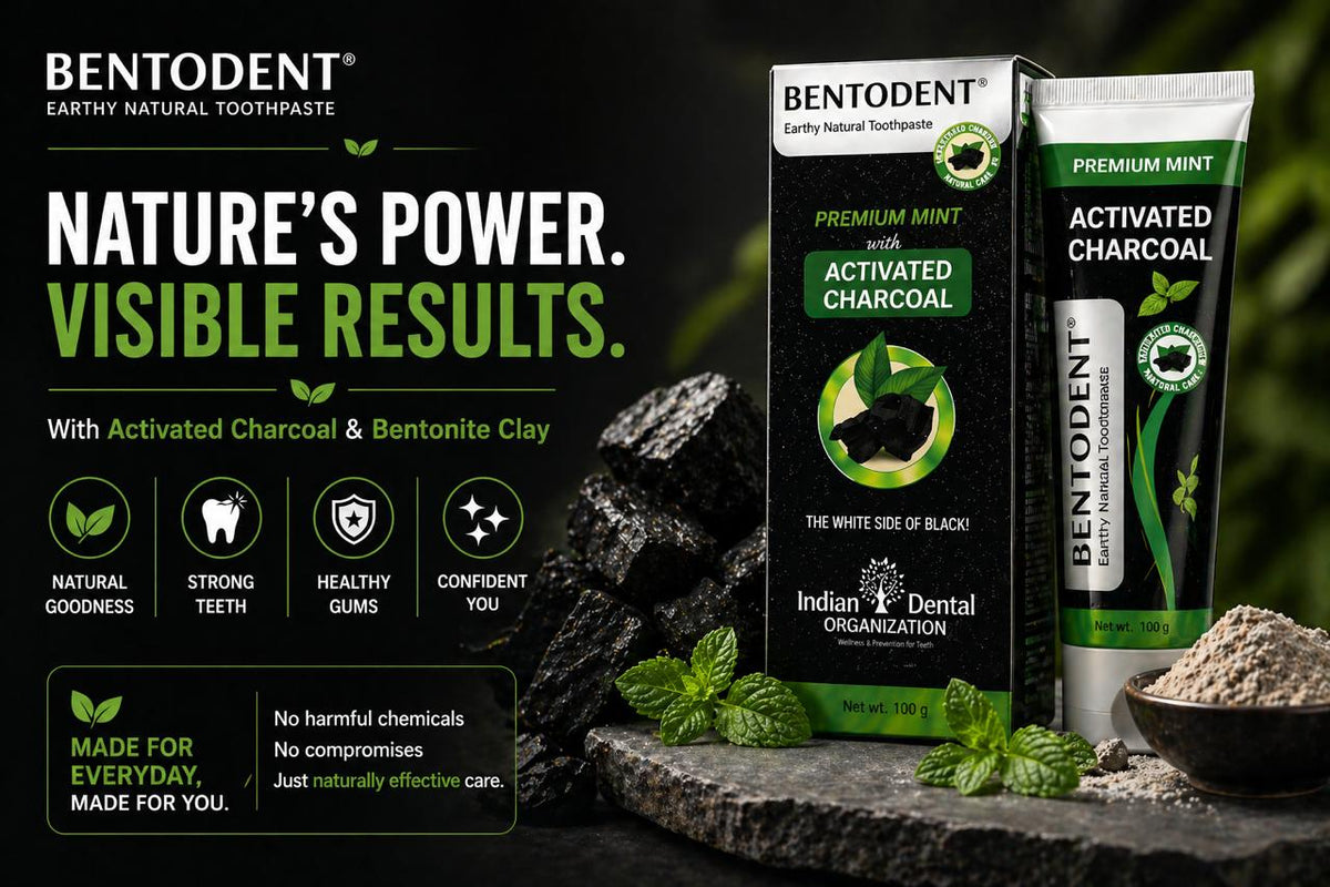 **Bentodent Smile Box | Complete Natural Oral Care Kit | Activated Charcoal Toothpaste 100g + Bio Black Soft Toothbrush + Bamboo Tongue Cleaner + Cleanx3 Floss (30 Pack) | Vegan, Fluoride-Free & Biodegradable**