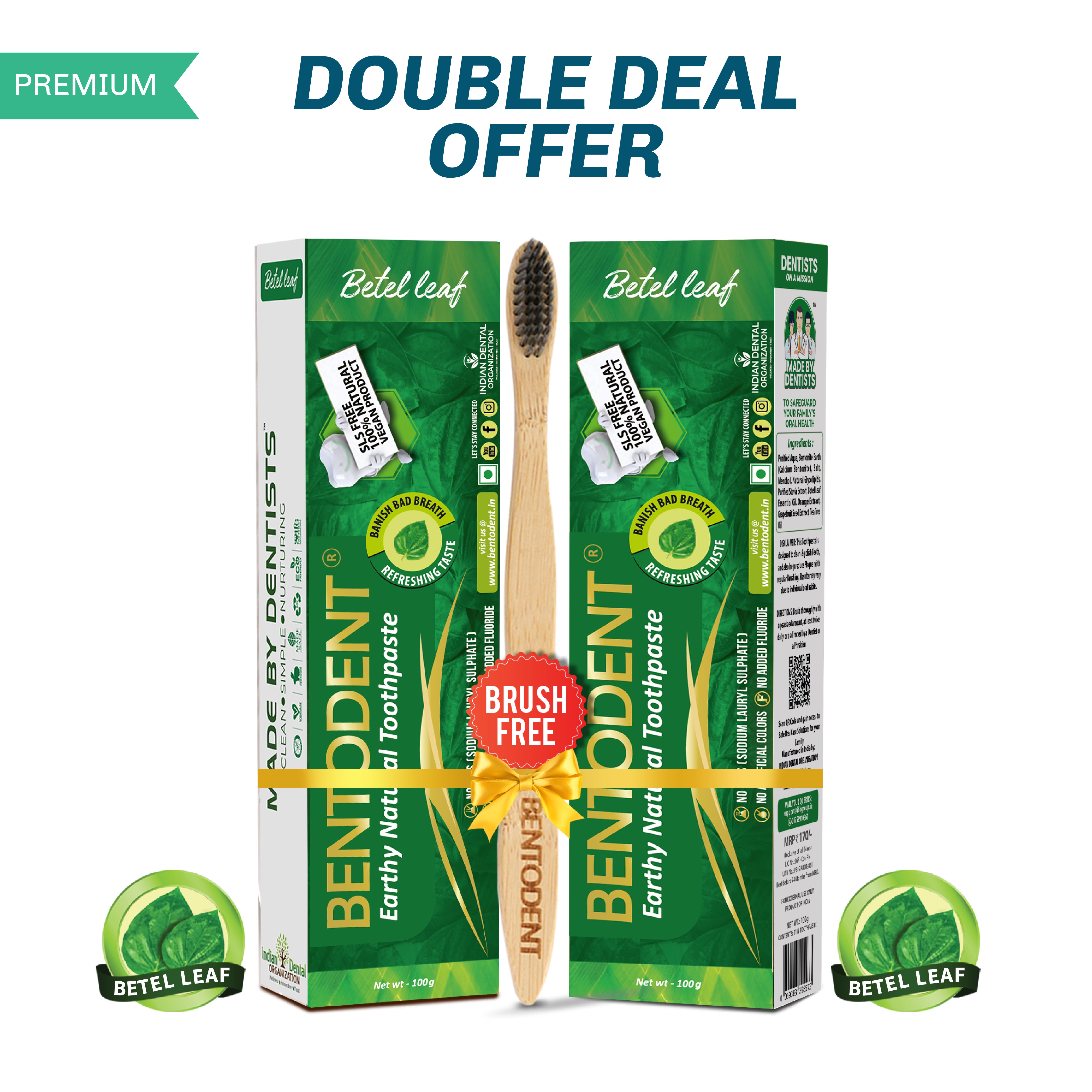 Bentodent Betel Leaf Organic Toothpaste - SLS Free - 100 gm