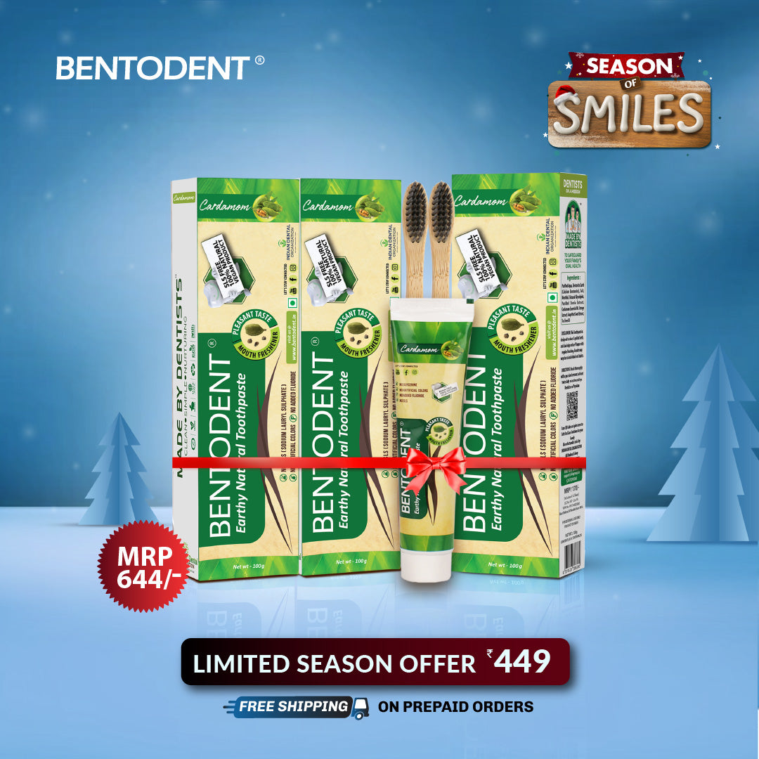 Bentodent Cardamom Toothpaste - Natural, No SLS & Fluoride Free - 100 gm