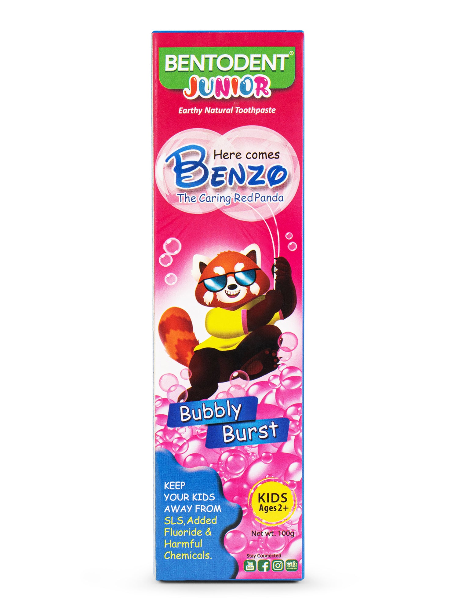 Bentodent 100% Natural Kids Bubble Gum twin Toothpaste Pack, Fluoride Free,  Sls Free, Complete oral care protection for kids 2+ years ,100g  each - Indian Dental Organization
