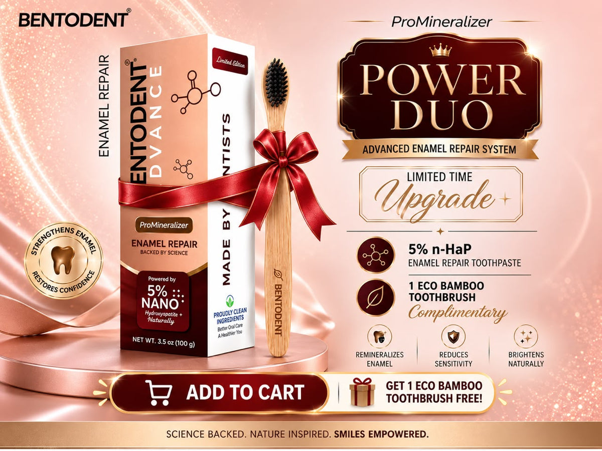 Bentodent Advance Promineraliser with 5% Nano Hydroxyapatite & Licorice mint | SLS & Chemical free | Flouride Free | Enamel repair | Teeth Whitening| Fights Cavities,Made by Dentists + 2 Bamboo Brush Free Limited Deal