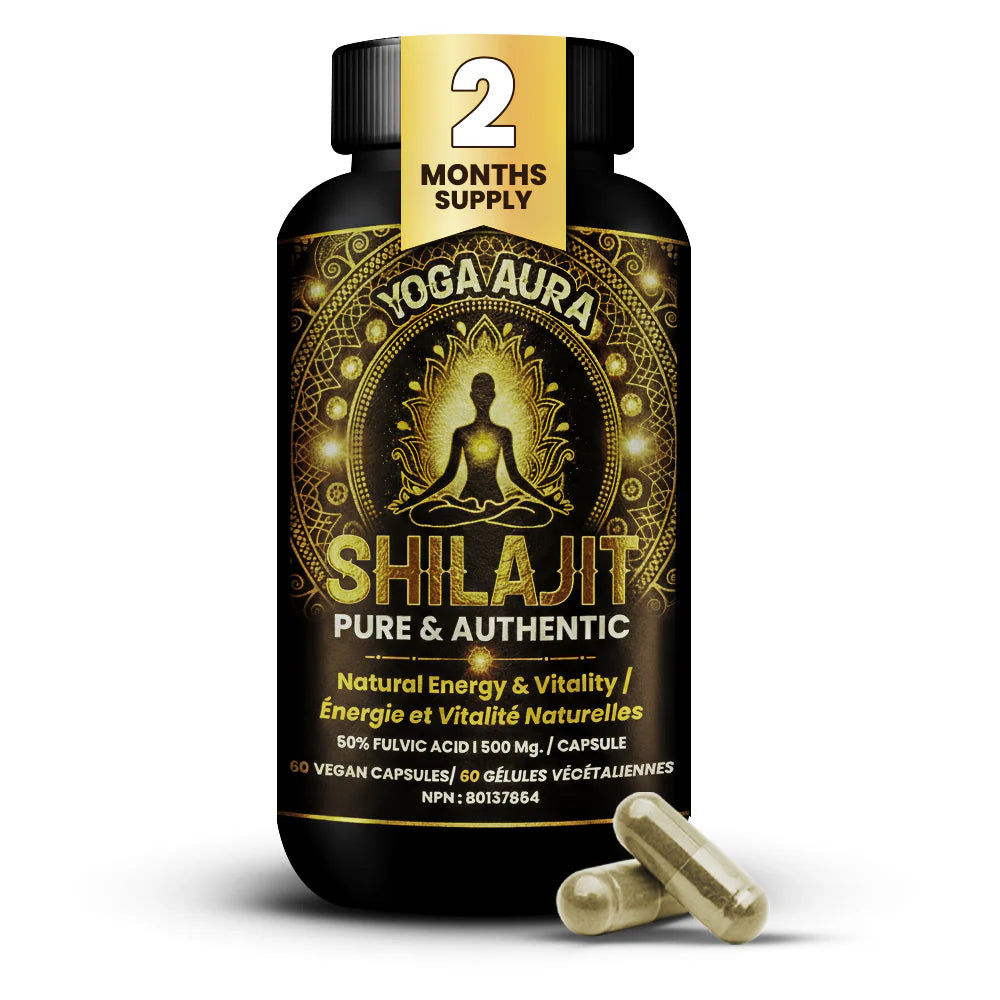 Yoga Aura 100% Pure Shilajit – 500 mg, 50% Fulvic Acid | Lab-Tested with COA | Canada & USA |
