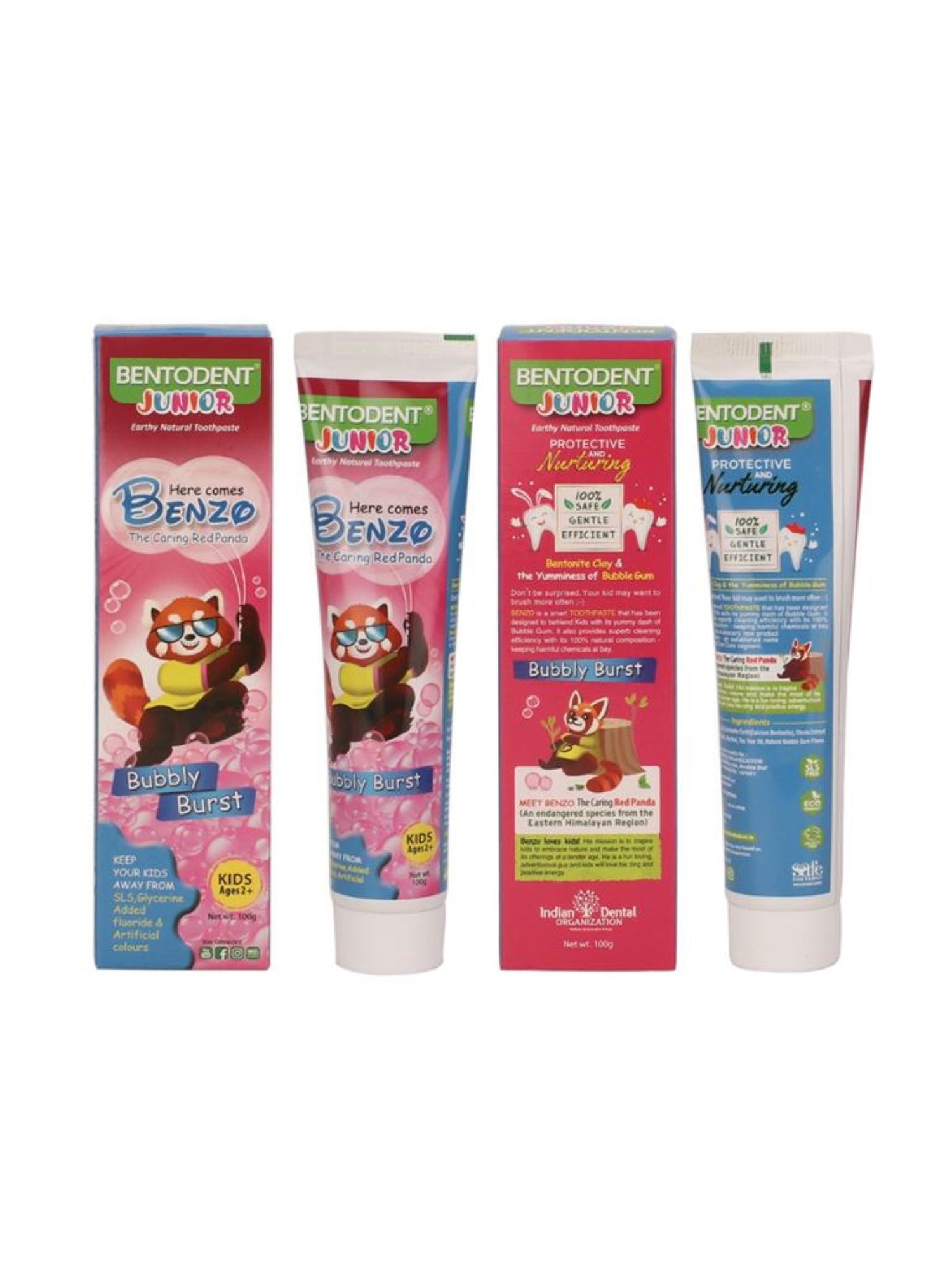Bentodent Junior Bubble Gum Natural Toothpaste (Twin Pack) - 100 gm each - Indian Dental Organization