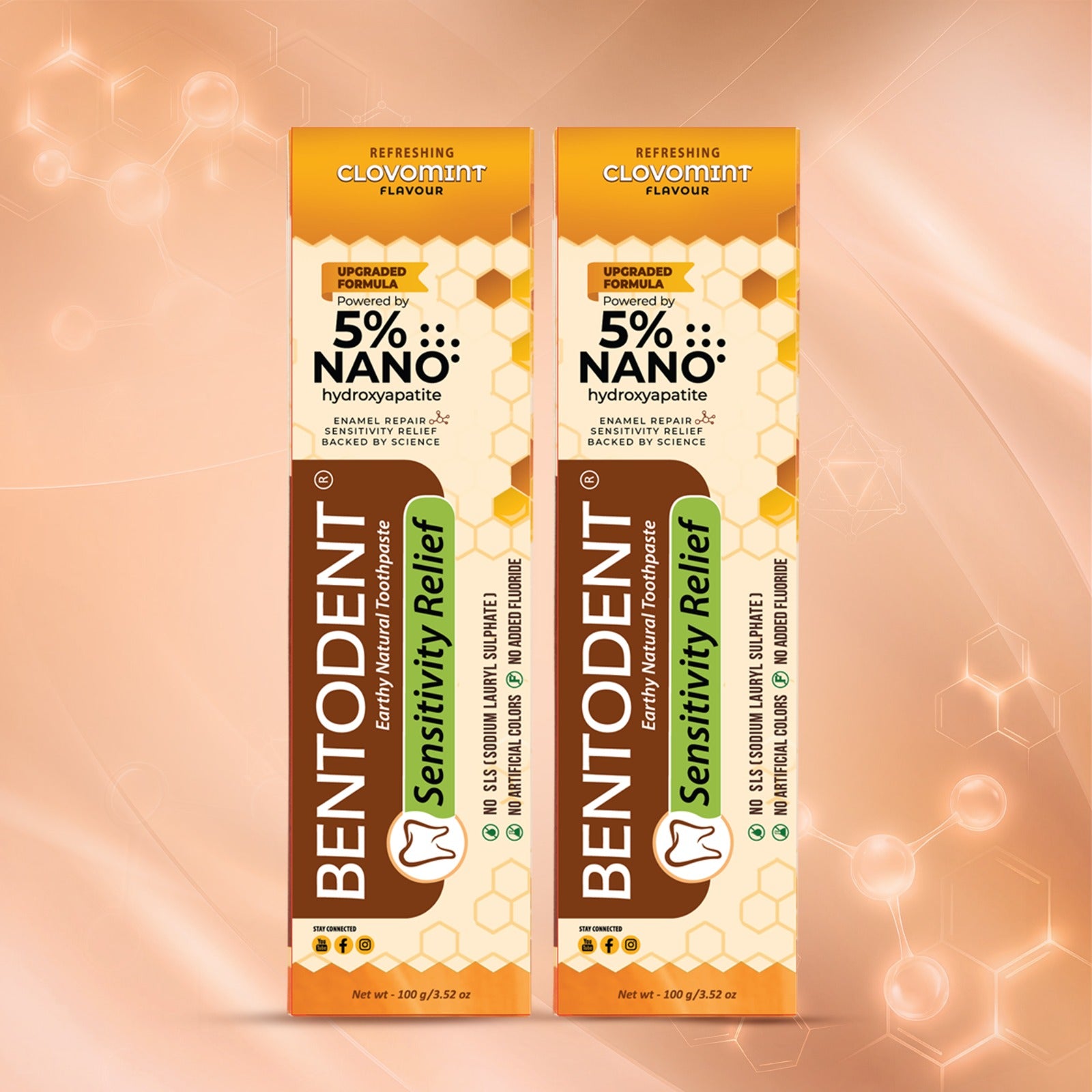 Bentodent Toothpaste - Natural Sensitivity Relief Toothpaste with Clove And Mint - 100 Gm