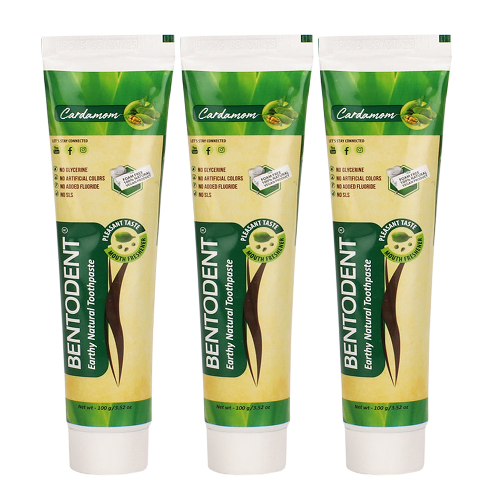 Bentodent Cardamom Toothpaste - Natural, No SLS & Fluoride Free - 100 gm