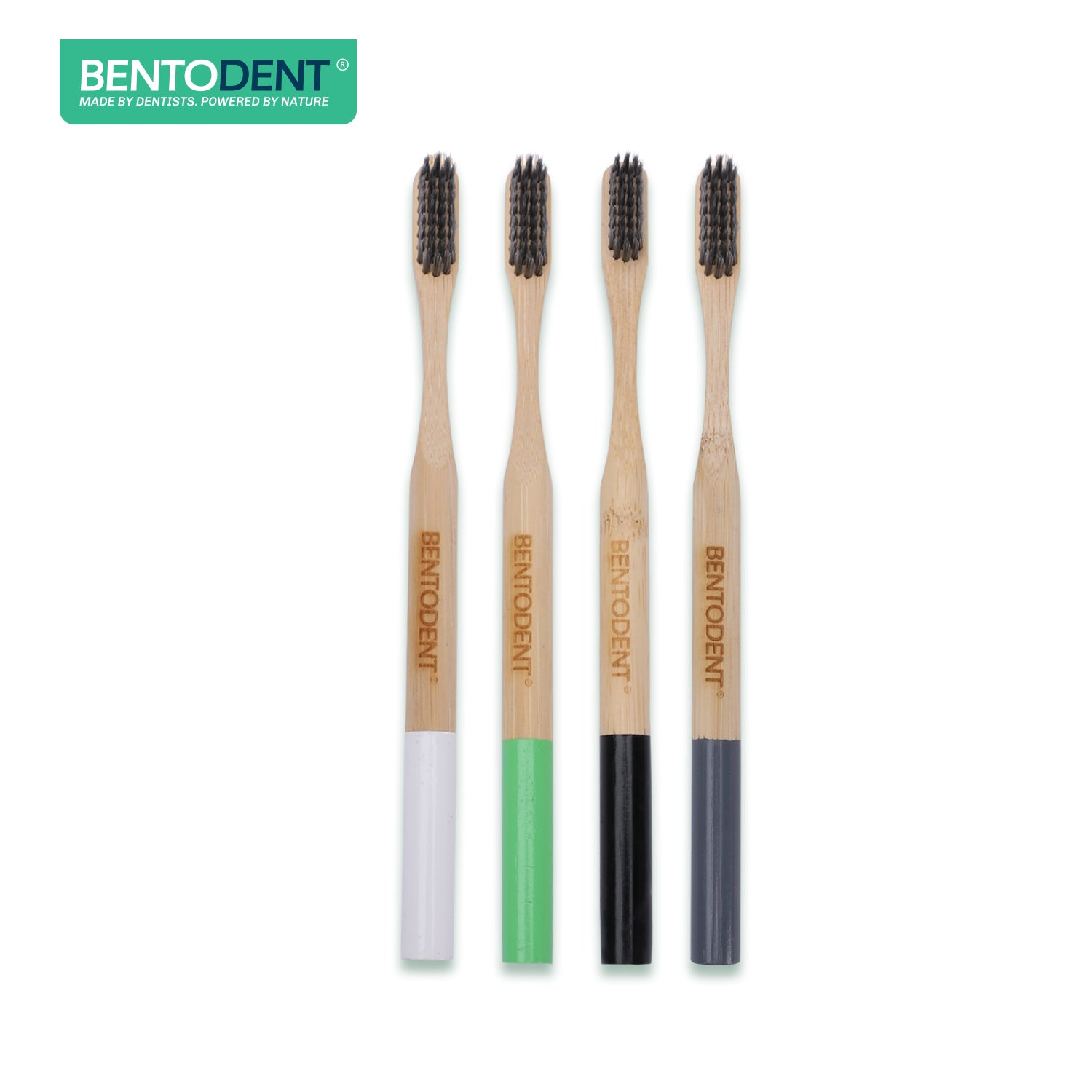 Bentodent Charcoal Bamboo Toothbrush Round Bottom Teeth Whitening Soft (Pack of 4) - Indian Dental Organization