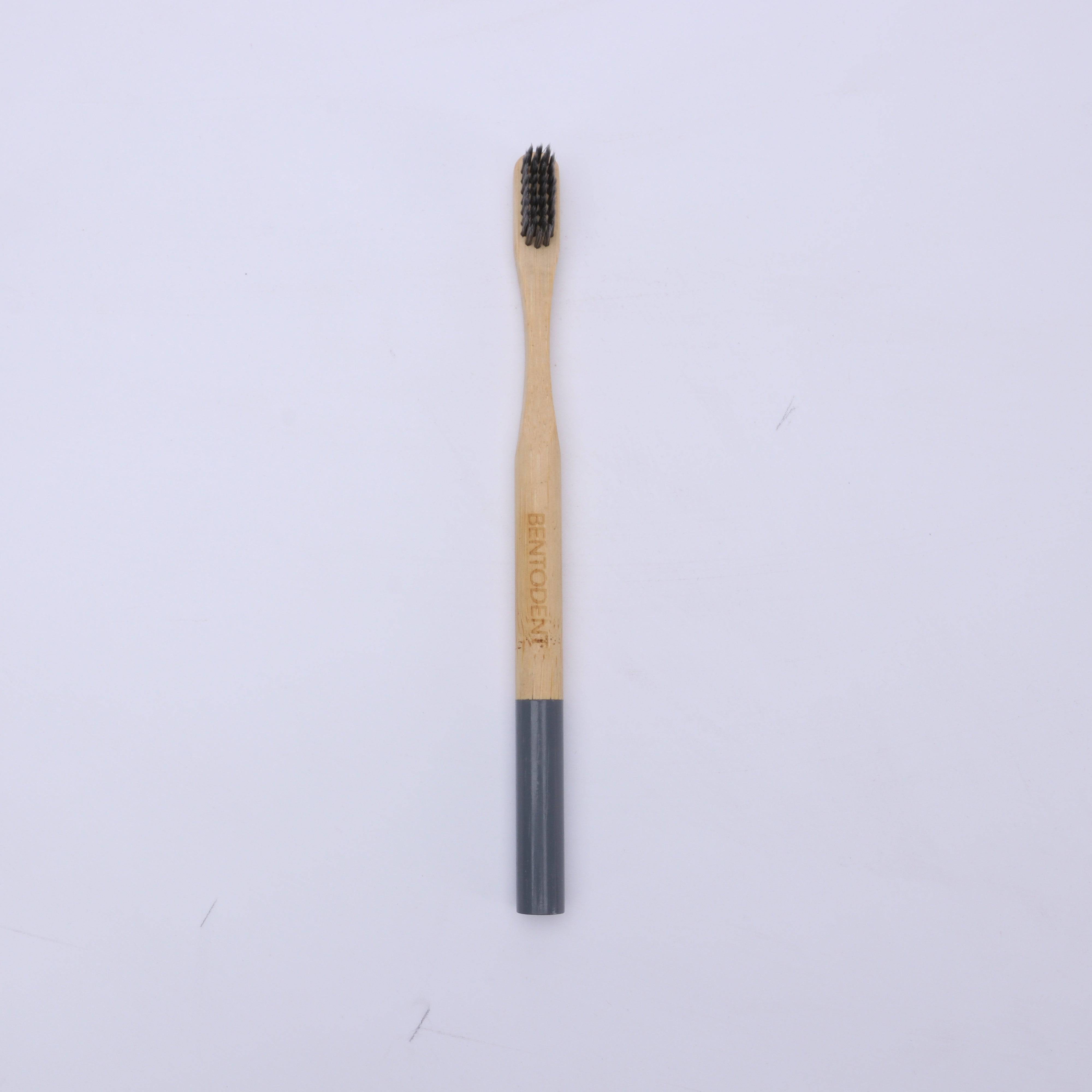 Bentodent Bamboo Toothbrush round bottom charcoal